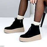Жіночі зимові черевики натуральні, жіночі зимові хайтопи на високій підошві, зимові жіночі черевики на високій підошві, фото 5