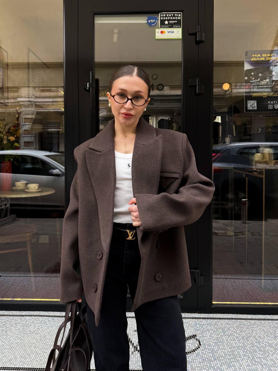 Женский демисезонный кашемировый жакет в стиле оверсайз, фото 1