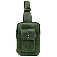 Чоловічий зелений слінг зі шкіри крейзі хорс RE-0804-3md TARWA