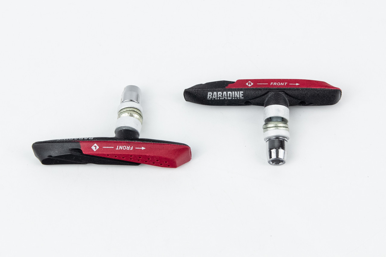 Гальмівні колодки V-brake 72мм, асиметричні, чорно-червоні 959V, ВЕЛОЗАПЧАСТИНИ, SV-412281, фото 1