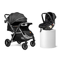 Коляска Ninos Maxi 2 з автокріслом 0+ (Нінос Максі) Black Graphite (чорний колір) + Car Seat