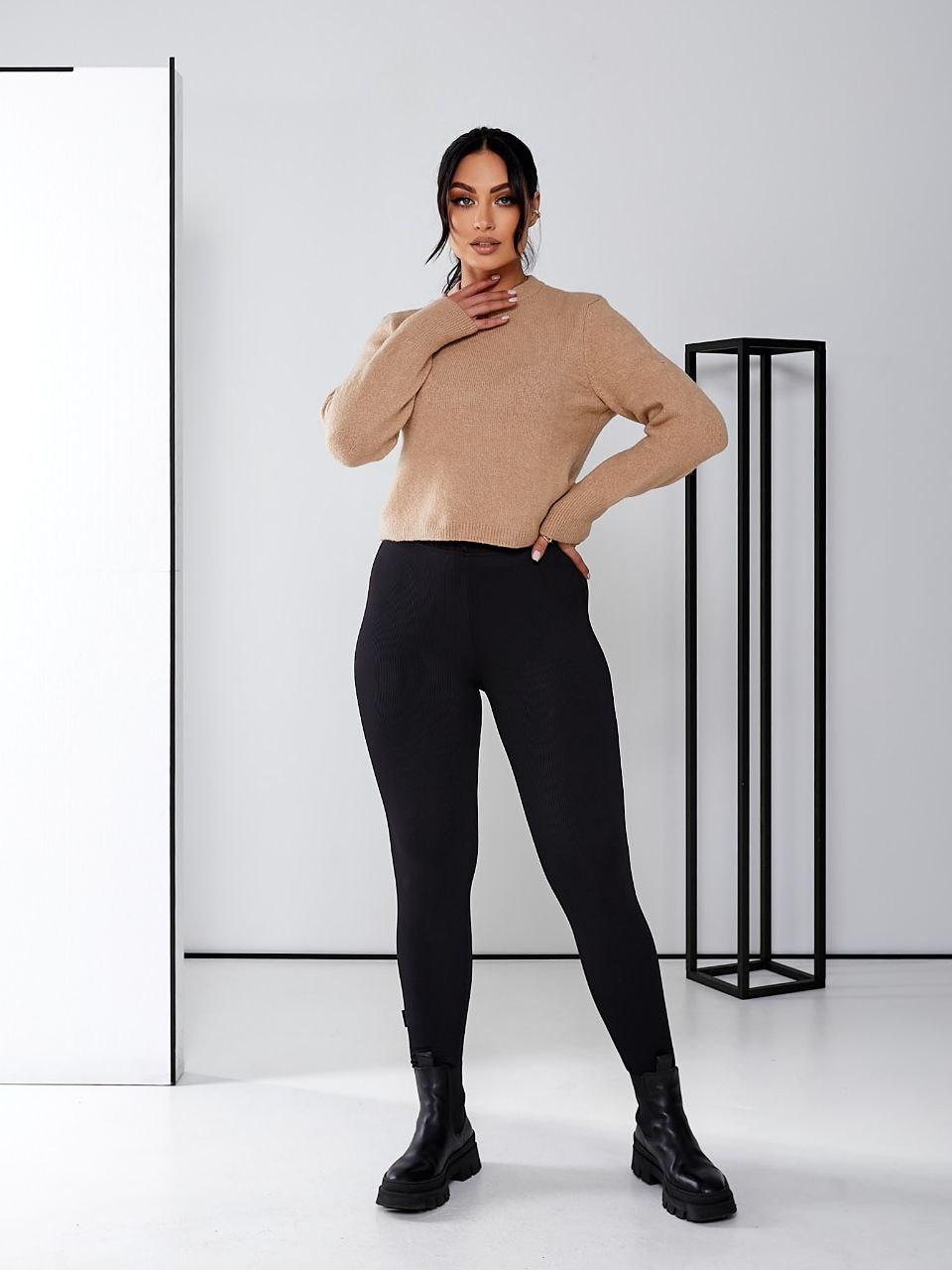 Лосини жіночі модель 406, чорні, віскоза, батал 48-50, 52-54, 56-58, фото 1