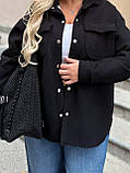 Чорна вельветова жіноча сорочка на хутрі батал, фото 6
