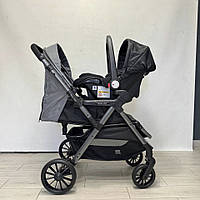 Коляска Ninos Maxi 2 з автокріслом 0+ (Нінос Максі) Light grey graphite (світло-сірий колір) + Car Seat
