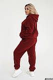 Бордовий жіночий прогулянковий костюм із двостороннього флісу батал, фото 3