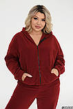 Бордовий жіночий прогулянковий костюм із двостороннього флісу батал, фото 2