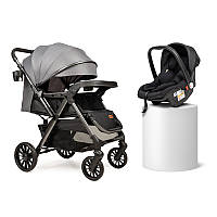 Коляска Ninos Maxi 2 з автокріслом 0+ (Нінос Максі) Grey Graphite (сірий колір) + Car Seat