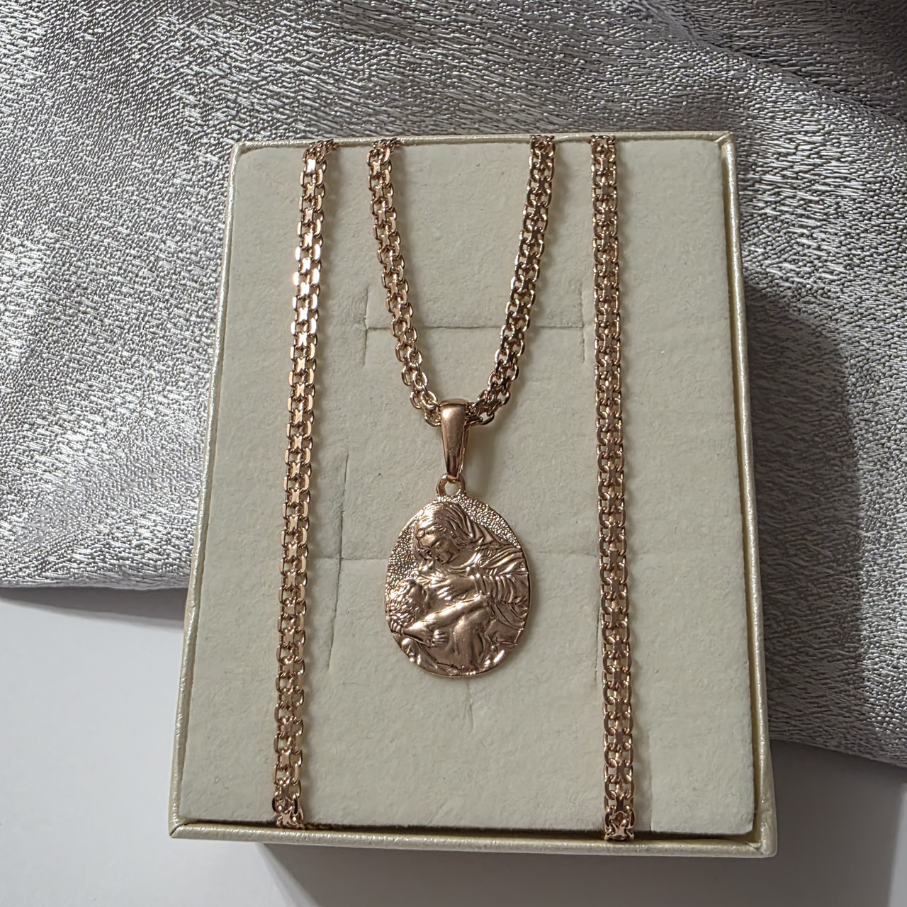 Срібний комплект в позолоті Ладанка і Ланцюжок Бисмарк