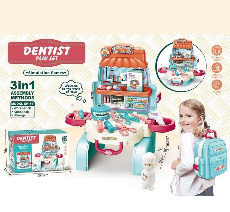 Набір лікаря 828-47 (18) “Стоматологія”, валіза - кабінет, лікар, термометр, ножиці, люстерко, пігулки, щелепа, інструменти