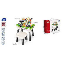 Ігровий столик з мозаїкою SY 007 (8) 112 деталей, стіл 50х33х39.5 см, стільчик, електричний шуруповерт, викрутка, валізка, в