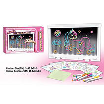 Дошка для малювання YM 18 (36/2) підсвічування, 6 маркерів, 6 двосторонніх трафаретів, в коробці