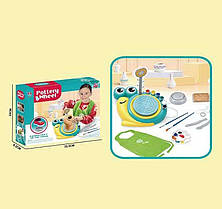 Набір для гончарства XJ 558 (24) електричне коло для гончарства, від мережі, глина, інструменти, фарби, палітра, пензлики, фартух,