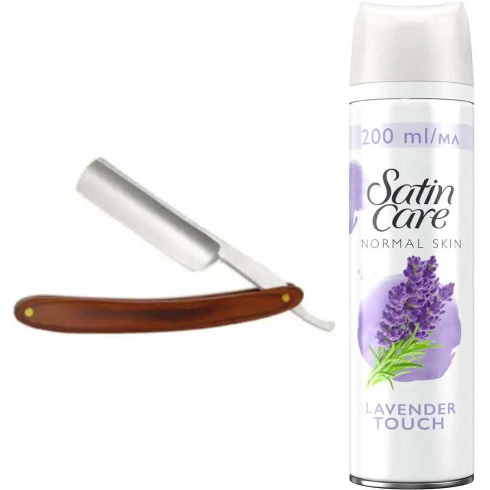 Небезпечна бритва/шавета розкладна Straight Razor + гель для гоління Gillette Satin Care Gel Lavender 200 мл, фото 1