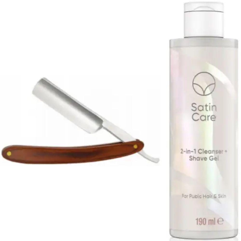 Небезпечна бритва/шавета розкладна Straight Razor + гель для гоління Gillette Venus Venus Satin Care 2 в 1, фото 1