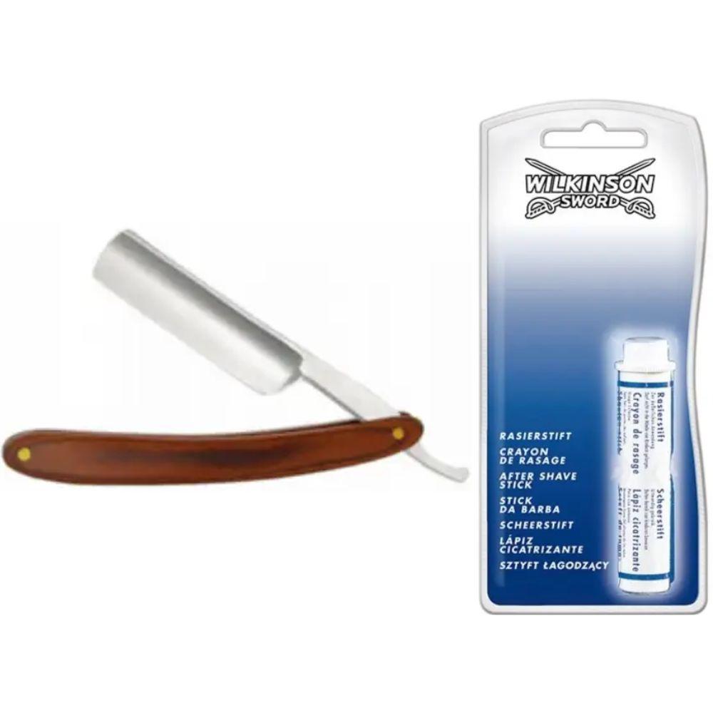 Небезпечна бритва/шавета розкладна Straight Razor + кровоспинний олівець Wilkinson Sword After Shave Stick, фото 1