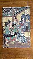 За лаштунками театру Кабуки. Утагава Кунісада 1840-і роки триптих, фото 3