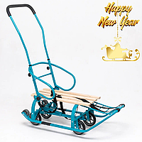 Санки-трансформер дитячі з колесами Патріот LUX 2026 колір: блакитний