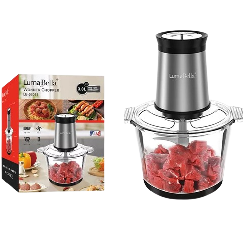 Електричний подрібнювач LumaBella LB-56011 подрібнювач для м'яса блендер чопер 3 л 800 Вт Чорний, фото 1