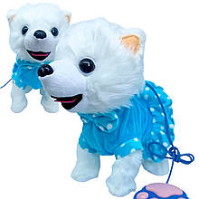 Пухнаста м'яка інтерактивна дитяча іграшка Собачка на повідку Шпиш A9-52 (AX)