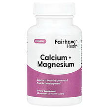 Кальцій та магній, Prenatal Calcium + Magnesium, Fairhaven Health, пренатальний, 60 капсул