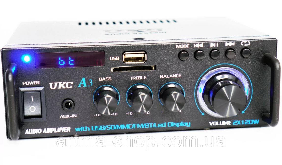 Потужний підсилювач звуку UKC A3 USB/SD/FM/AUX (2 канала)