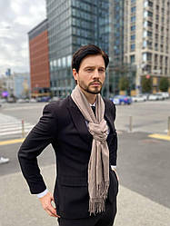 Чоловічий бежевий шарф великий чоловічий котоновий шарф "Мілан" від My scarf 180 на 60 см