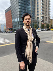 Чоловічий шарф, молочний, великий чоловічий котоновий шарф "Мілан" від My scarf 180 на 60 см