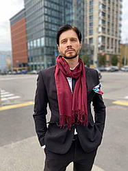 Чоловічий шарф, бордо, бургунді, великий чоловічий котоновий шарф "Мілан" від My scarf 180 на 60 см