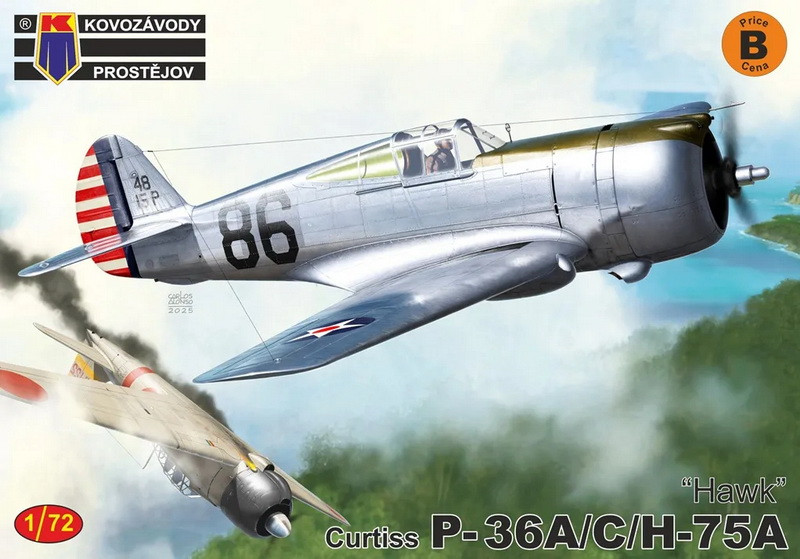 Пластикова модель 1/72 Kovozavody Prostejov 0510 американський винищувач Curtiss P-36A/C/H-75A 'Hawk', фото 1