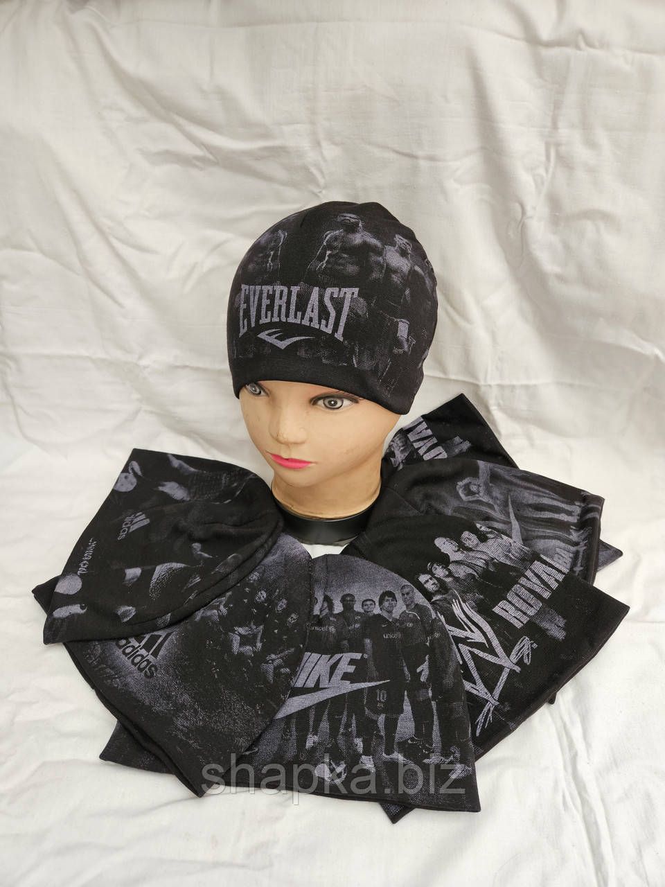 Шапка підліткова в'язана, на флісі, фото 1