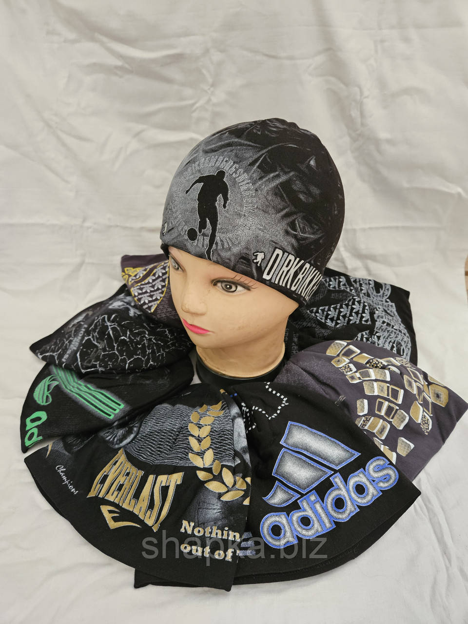 Шапка підліткова в'язана, на флісі, фото 1