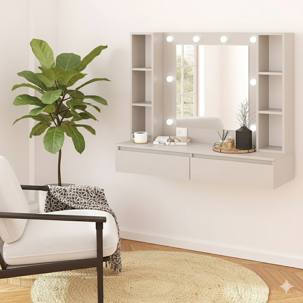 Туалетний столик підвісний з підсвіткою 1000х1200х400 мм Кашемір, фото 1