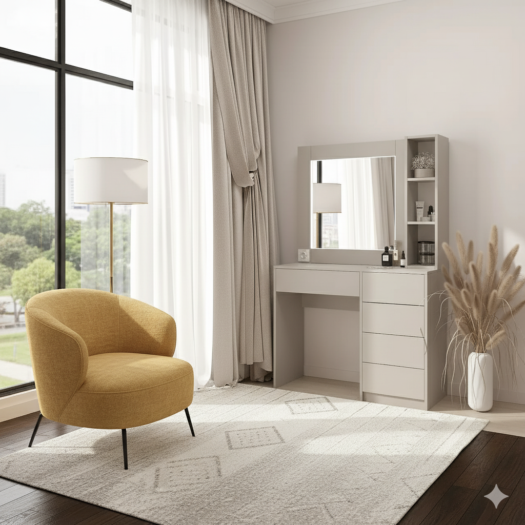 Туалетний столик з LED підсвіткою 1600х1000х380 мм Кашемір, фото 1