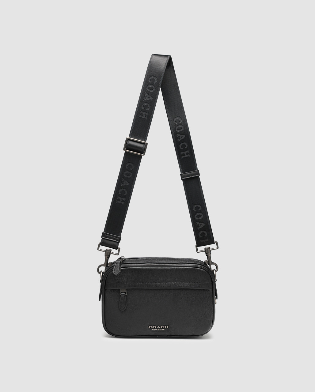 🦁 Coach Academy Crossbody in Pebble Leather Total Black 22 х 15 х 6 см, фото 1