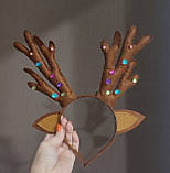 Олень Рога оленя Обруч з рогами оленя Вушки і ріжки оленя Обідок Рожки Ободок з ріжками ободок с рожками, фото 3