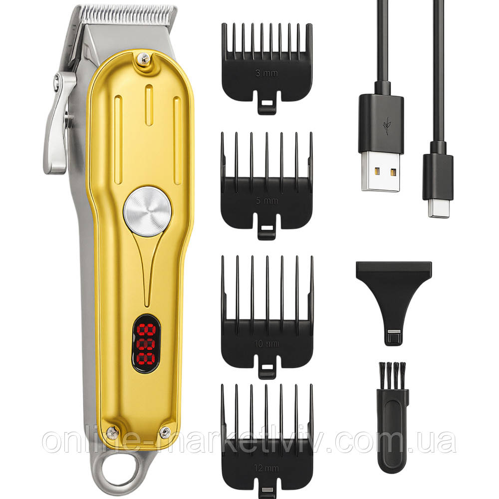 Акумуляторна машинка для стрижки волосся + 4 насадки, SURKER 602 / Тример для бороди / Тример для стрижки, фото 1