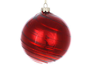 Ялинкова куля скляна червона перламутрова 10 см