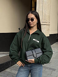 👕 Jacquemus High Collar Half-Zip Grosgrain Sweatshirt Green S