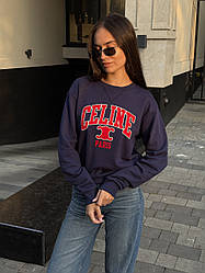 👕 Celine Oversized Sweatshirt in Cotton Fleece Navy Blue S