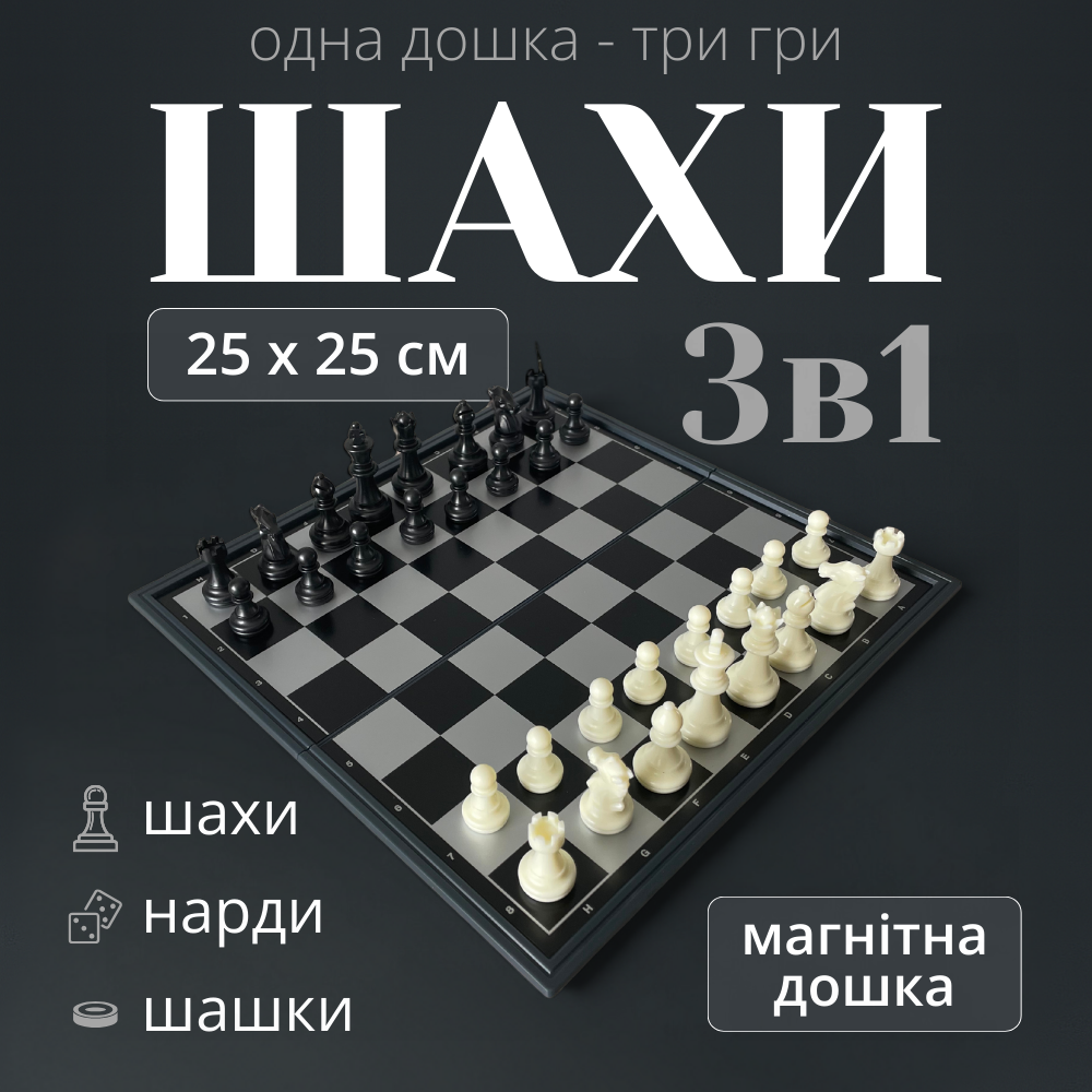 Шахи шашки нарди 3 в 1 магнітні, шахи подарункові 3в1, набір шахи шахи турнірні (38810), фото 1