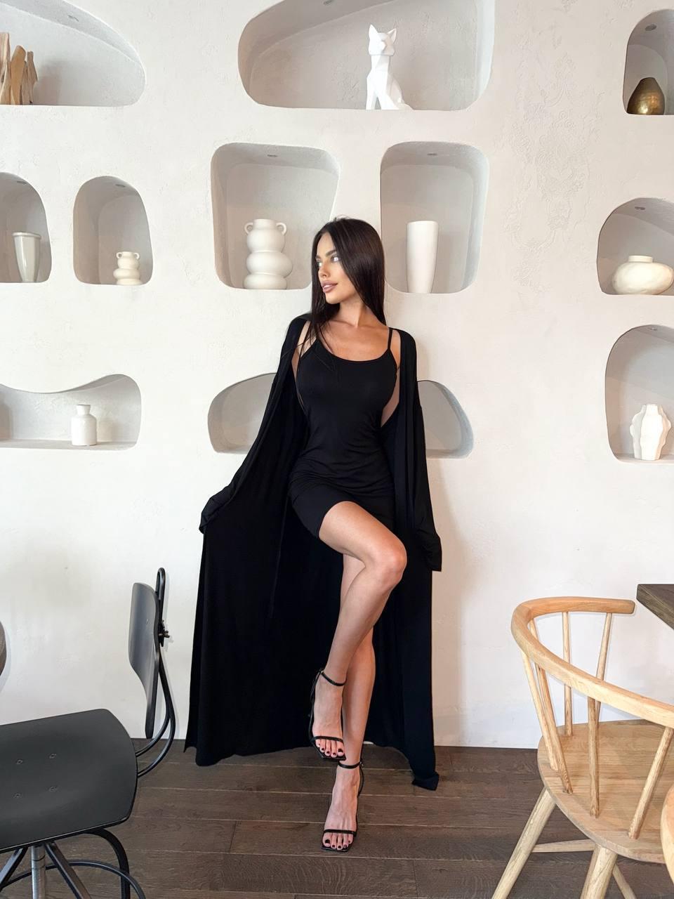 Комплект 2в1 ( кардіган + сукня ) Модель: 824-1650 Колір: чорний, фото 1