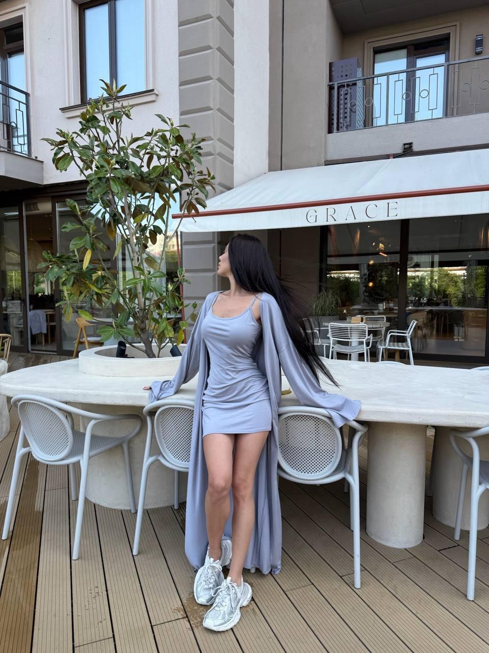 Комплект 2в1 ( кардіган + сукня ) Модель: 824-1650 Колір: сірий, фото 1