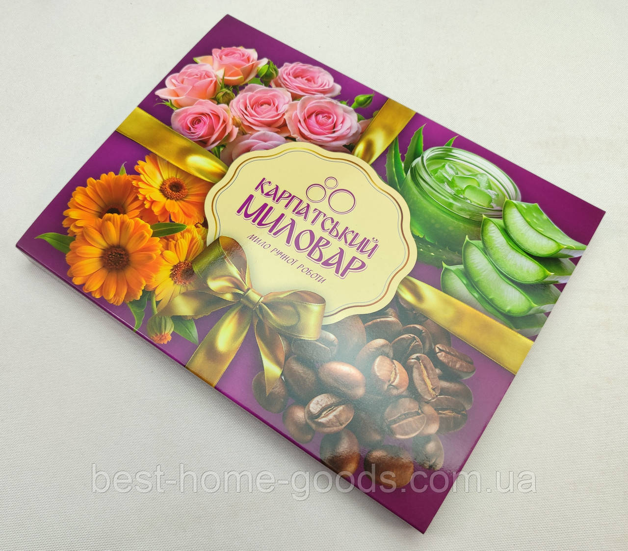 Натуральне мило ручної роботи з алоє, трояндою, календулами та кавовим скрабом | Зволоження і догляд для шкіри, фото 1