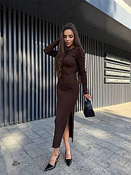 Сукня обтисле міді машинного в'язання, рубчик, смужка бавовна