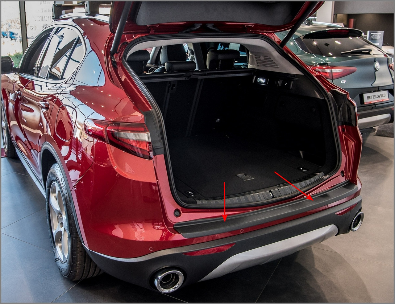 Пластикова захисна накладка на задній бампер для Alfa Romeo Stelvio 2016-2025, фото 1