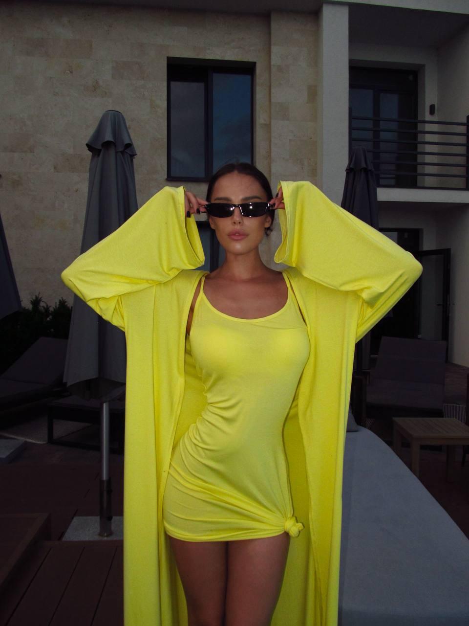 Комплект 2в1 ( кардіган + сукня ) Модель: 824-1650 Колір: банановий, фото 1