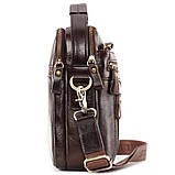 Чоловіча сумка через плече Натуральня шкіра Барсетка Чоловіча шкіряна сумка для документів планшет Коричнева, фото 5