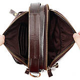 Чоловіча сумка через плече Натуральня шкіра Барсетка Чоловіча шкіряна сумка для документів планшет Коричнева, фото 10