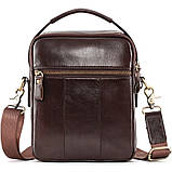 Чоловіча сумка через плече Натуральня шкіра Барсетка Чоловіча шкіряна сумка для документів планшет Коричнева, фото 8