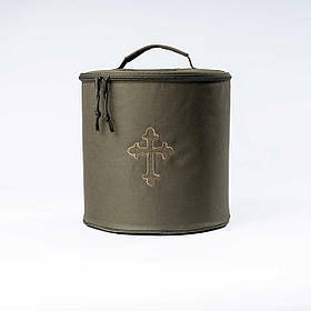 Сумка для мітри з вишивкою Хрест Renesans СНМ-2 (свинцевий) утеплена, для зберігання та перенесення